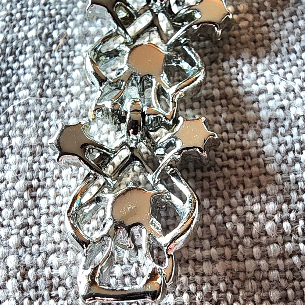 Vintage 1950s Coro Silver-tone Bracelet w Blue Aurora Borealis Rhinestones - Picture 6 of 8